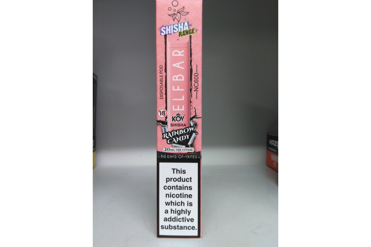 Elf Bar KOV Shisha Rainbow Candy 20mg Nicotine 600 8 Till Late 