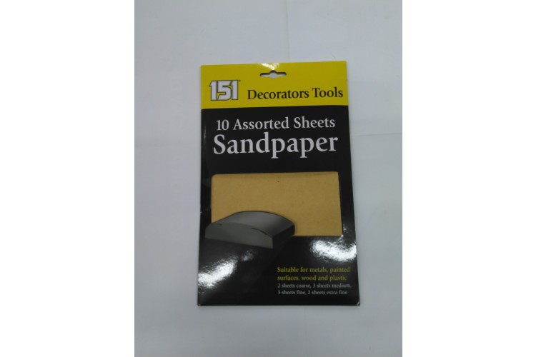 151 Decorators Tools 10 Assorted Sheets Sandpaper 