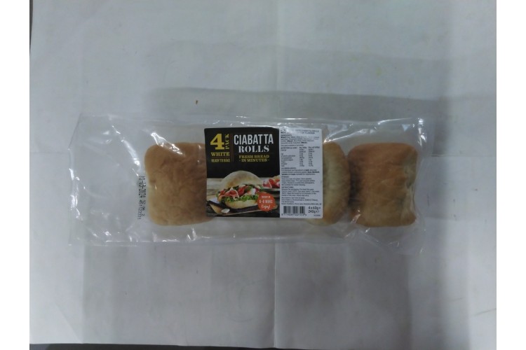 4 White Ciabatta Rolls 240g