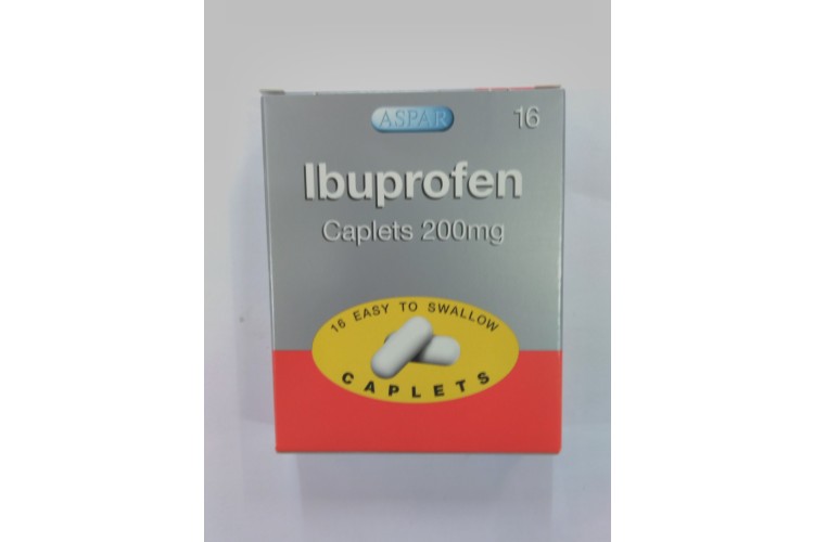 Aspar Ibuprofen Caplets 200mg 16 Easy to Swallow Caplets 