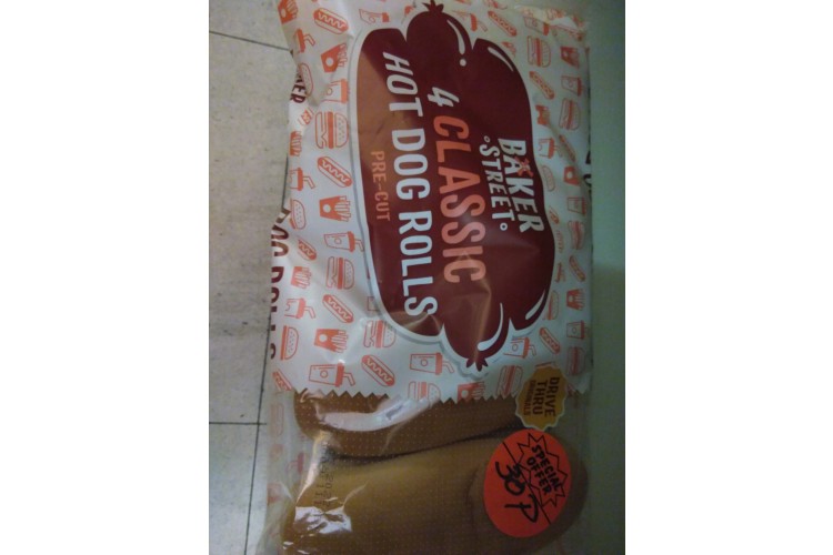Baker Street 4 Classic Hot Dog Rolls Pre-Cut 