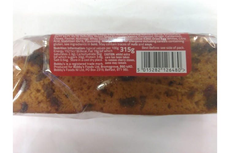 Bobby's Rich Genoa Slice Rich Fruit Cake With Sultanas Cherries And Currants 315g