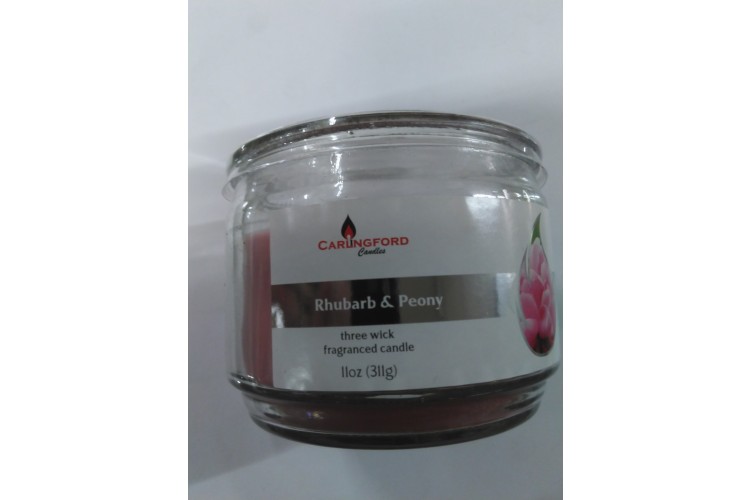 Carlingford Rhubarb & Peony Three Wick Fragranced Candle 11oz