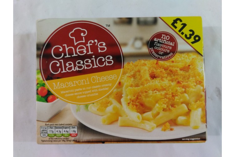 Chefs Classic Macaroni Cheese 320g Macaroni Pasta in our Creamy Cheese Sauce Topped with cheddar cheese crumble 