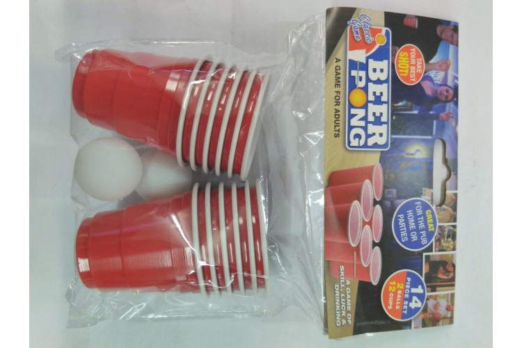 CLASSIC GAME BEER PONG (14 PC 2 BALLS 12 CUPS)