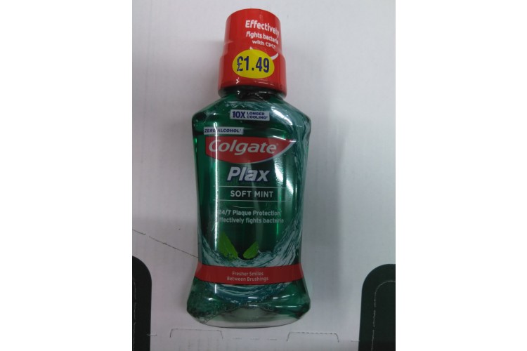 Colgate Plax Soft Mint Alcohol Free Effective Fight Bacteria 250ml 