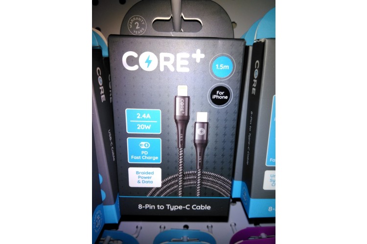 Core + 8 pin to Type-C Cable grey