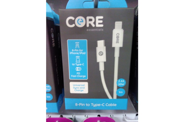 Core + 8 pin to Type-C Cable White