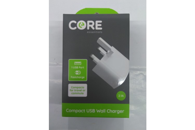 Core Essentials Compact USB Wall Charger 2.1A