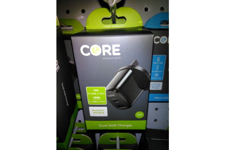 Core Essentials Dual Wall Charger 12W