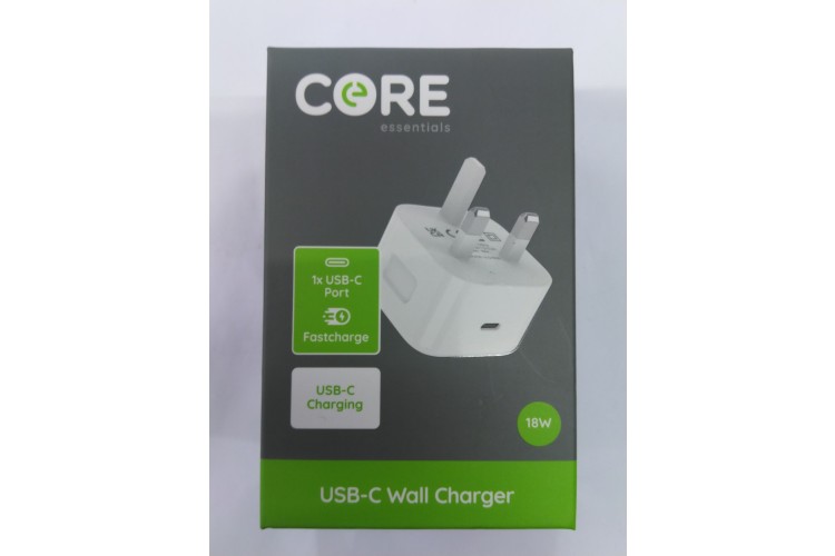 Core Essentials USB-C Wall Charger 18w
