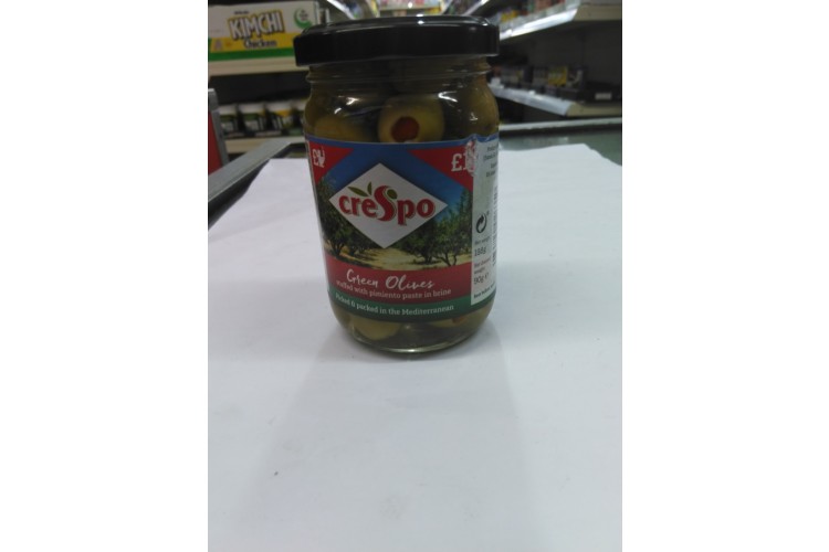 Crespo Green Olives Stuffed with pimiento paste in bries 90g