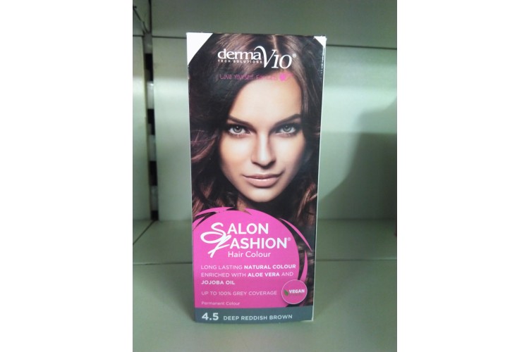 Derma V10 Salon Fashion Hair Colour 4.5 Deep Reddish Brown  Vegan 