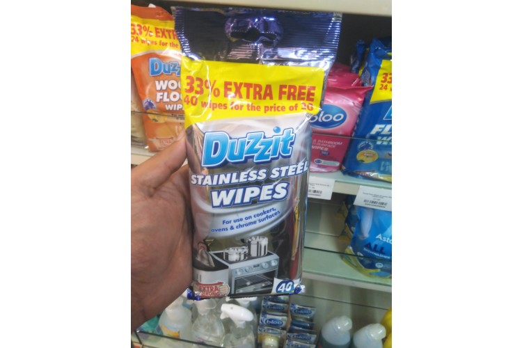 Duzzit Stainless Steel Wipes 40 Jumbo Wipes