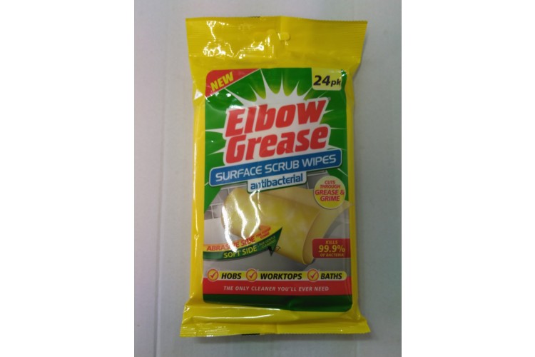 Elbow Grease SURFACE SCRUB WIPES antibacterial 24pk lemon fresh