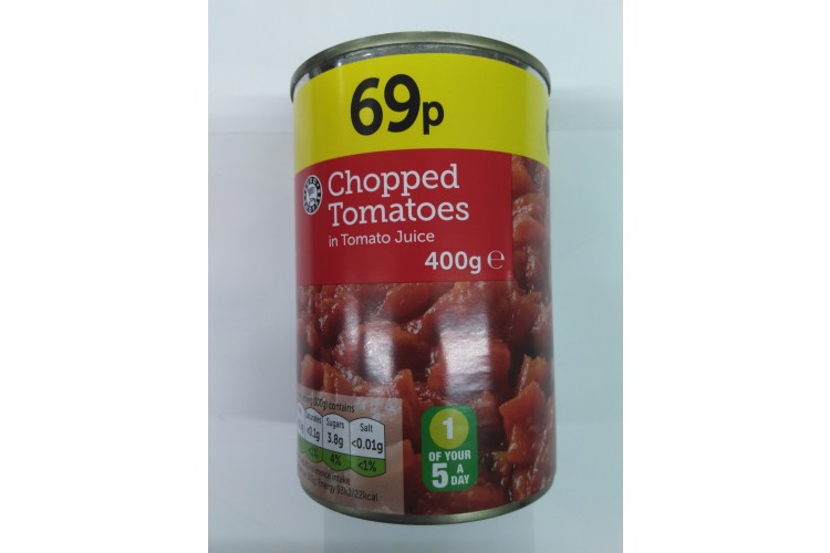 Euro Shopper Chopped Tomatoes in Tomatoes Juice 400g Pm .69p