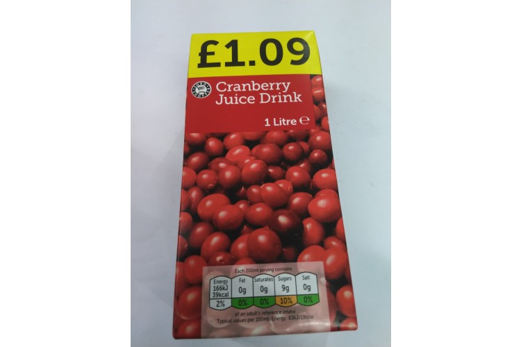 Euro Shopper Cranberry Juice Drink 1 Litre