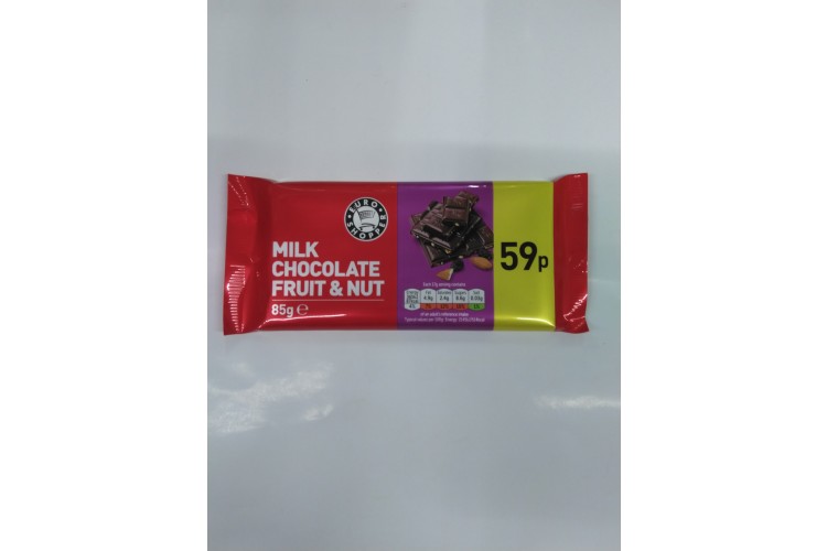 Euro Shopper Milk Chocolate Fruit & Nut 85g