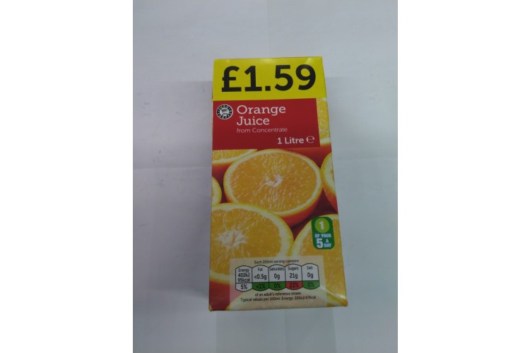 Euro Shopper Orange Juice From Concentrate 1 Litre £1.59