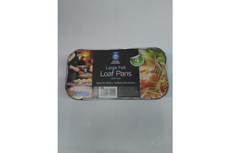 Four Seasons Large Foil Loaf Pans With Lids 4 Pack