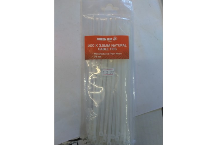 Green Jem 200×3.5 MM Natural Cable Ties