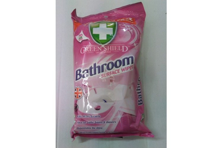 GREEN SHIELD Bathroom SURFACE WIPES 70 LARGE WIPES