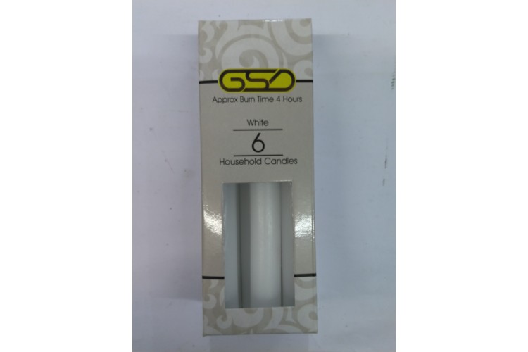 Gsd Approx Burn Time 4 Hours White 6 Household Candles