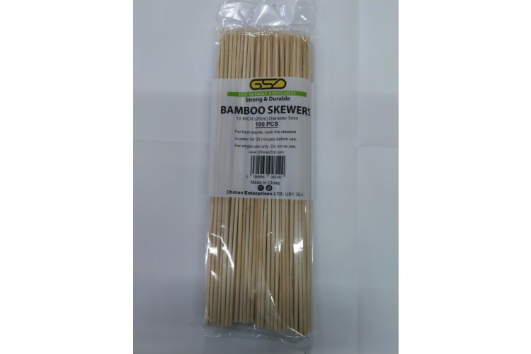 Gsd Strong & Durable Bamboo Skewers 10 Inch 100 pcs 