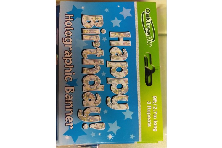 Happy Birthday Holographic Banner 9ft Long