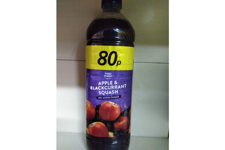 Happy Shopper Apple & Blackcurrant Squash No Added Sugar 1 Litre 