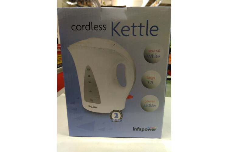 Infapower Cordless 1.7 Litre White Kettle 