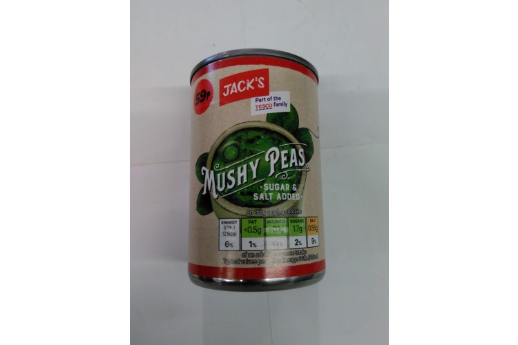 Jack's MUSHY PEAS Sugar & Salt added