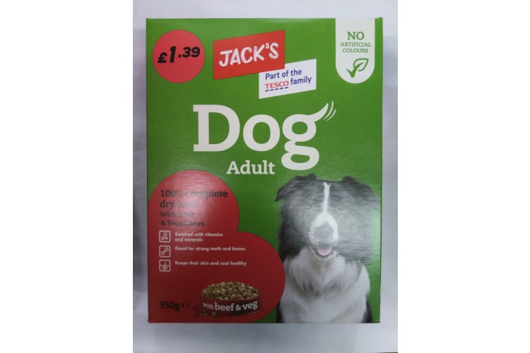 Jacks Dog Adult 100% Complete Dry Food With Beef & Vegetables 950g