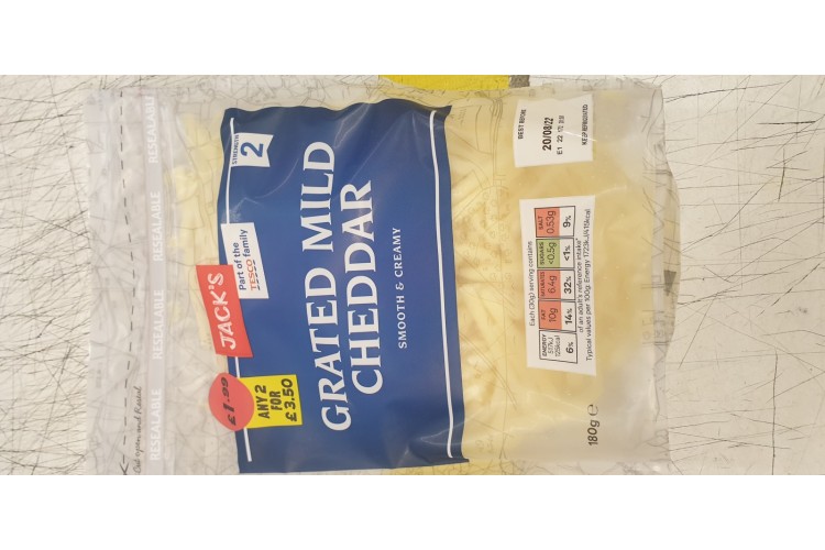 Jacks Grated Mild Cheddar 180g