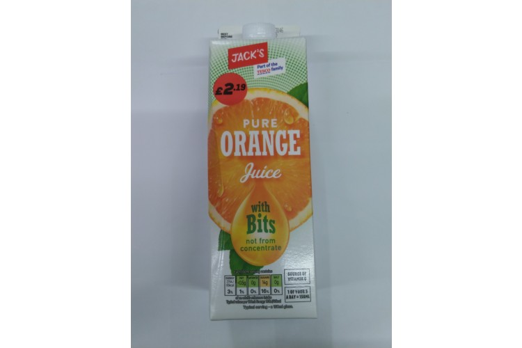 Jacks Pure Orange Juice 1Ltr