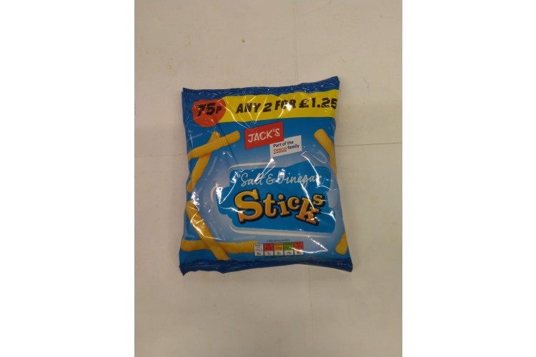 Jacks Salt & Vinegar Sticks Any  2 for £1.25 60g