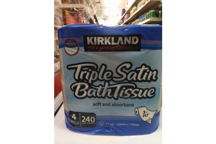 Kirkland Triple Satin Bath Tissue 4 Rolls 240 Sheets per roll