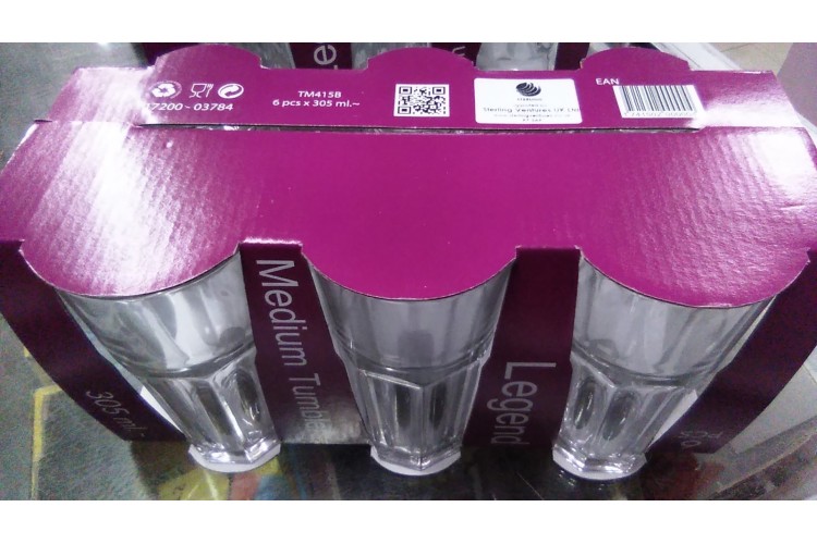 Legend Glassware 6 Medium Glass Tumblers 305ml
