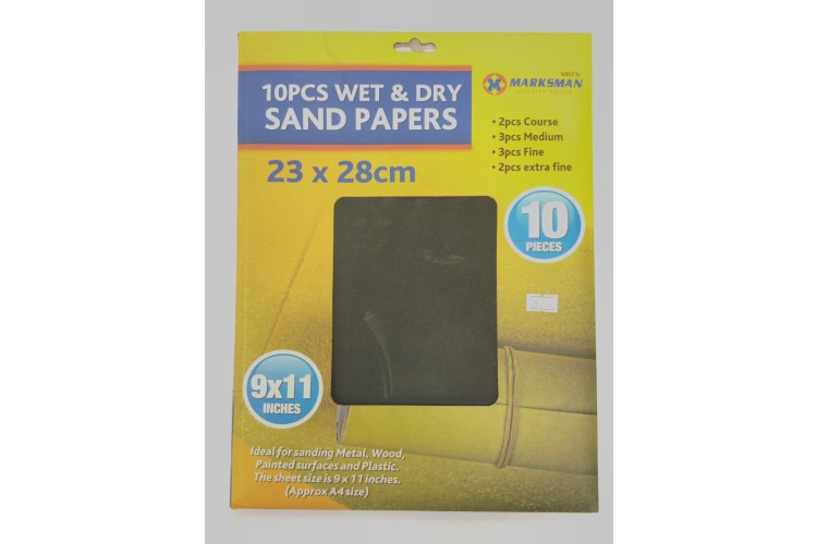 Marksman 10pcs Wet & Dry Sand Papers 23x28cm