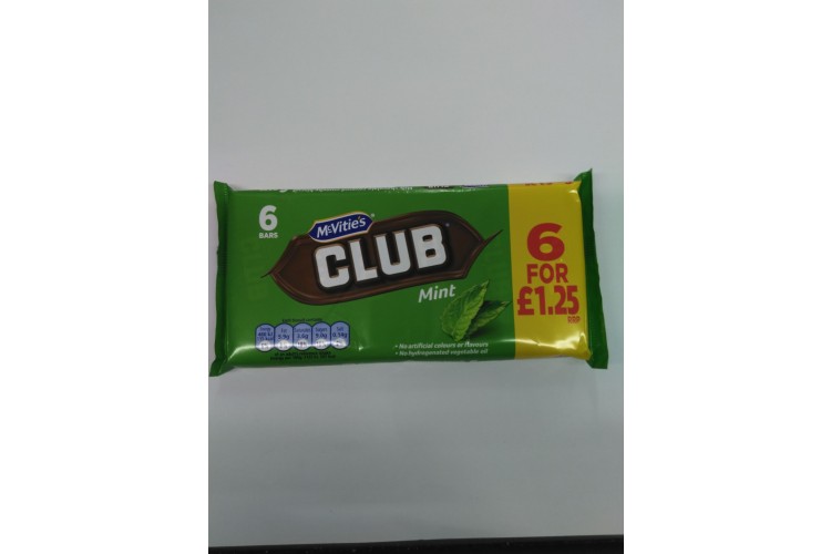 Mcvities 6 pack Club Mint 6 x 22g