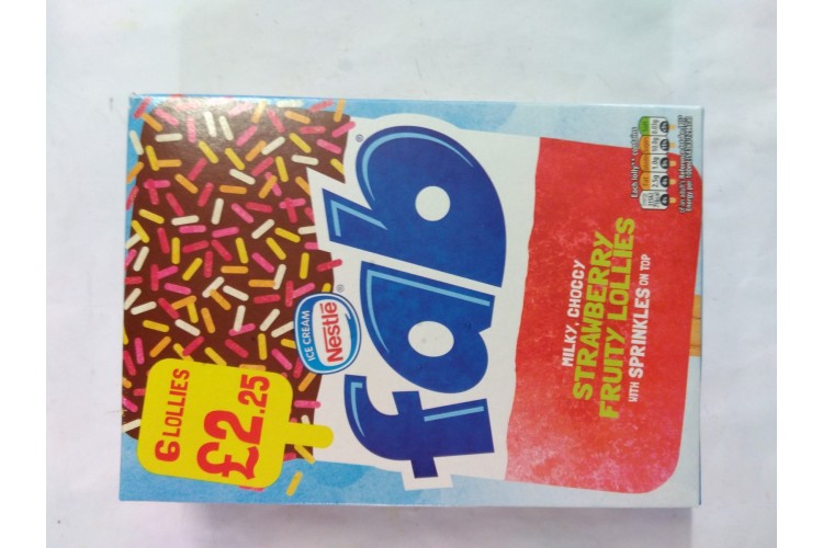 Nestle Fab milky Choccy Strawberries Fruity Lollies  6x Lollies 