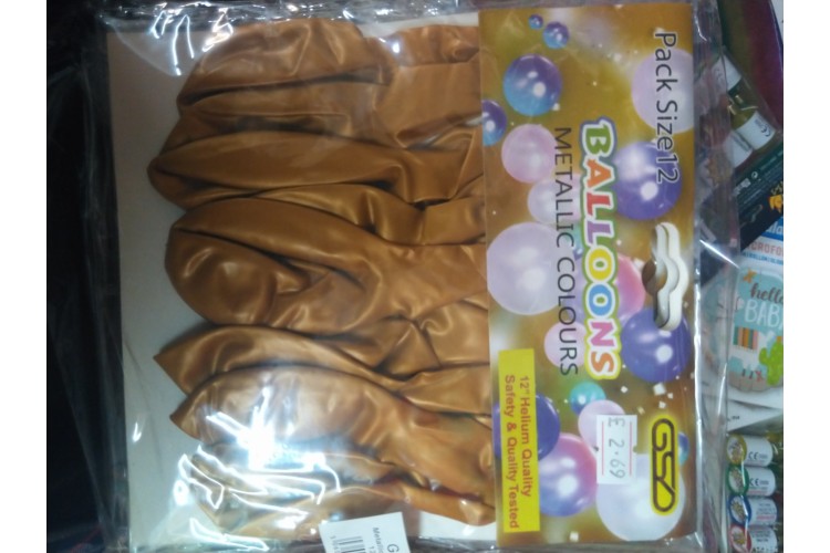 Party Balloons Metallic Gold 12 Pack