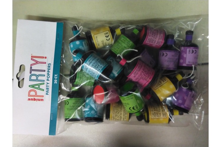 Party Poppers 20 Pack Unique Party