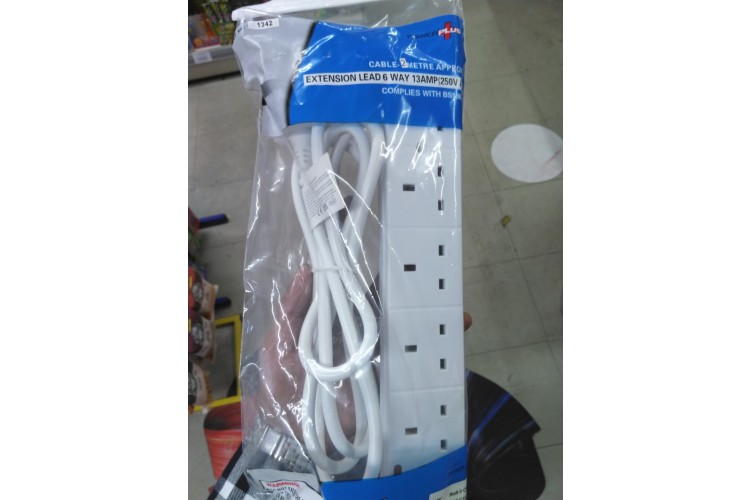 Power Plus 6 Way Gang Extension Lead 2M 