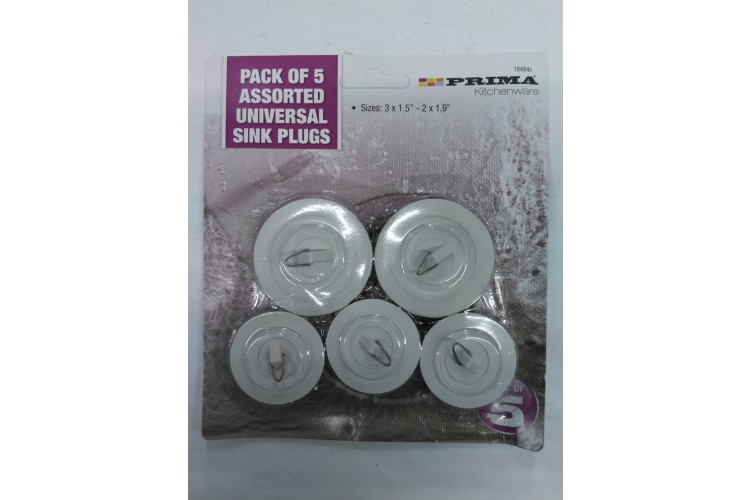 Prima Pack of 5 Assorted Universal Sink Plugs