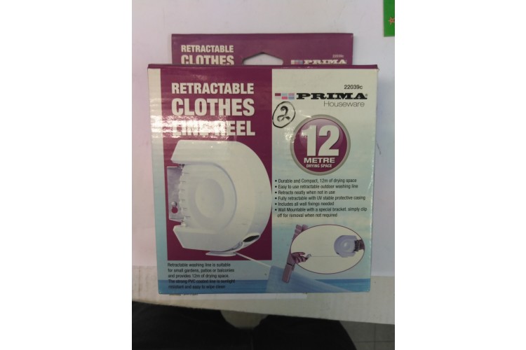 Prima Retractable Clothes Line Reel 12metre