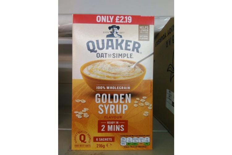 Quaker 100% WholeGrain Golden Syrup Flavour 216g