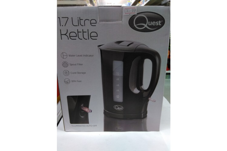 Quest 1.7 Litre Black Kettle 