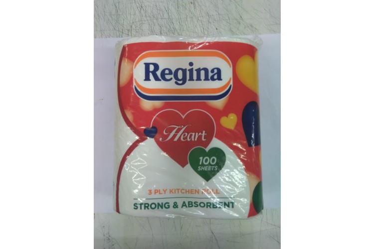 Regina Heart 3 Ply Kitchen Roll 100 Sheets 