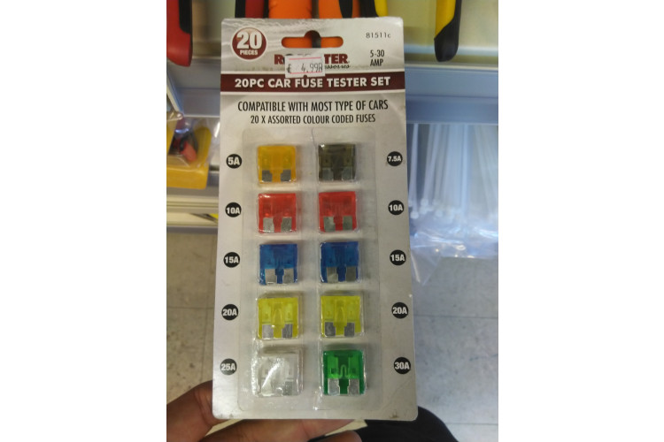 Roadster accessories Car Fuse Tester Set 20pc